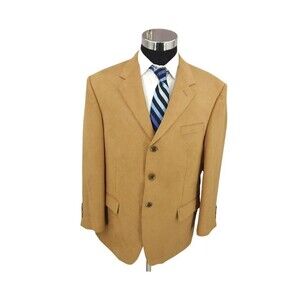 Andrew Fezza Faux Suede Blazer Jacket Men’s 44R Brown Sports Coat 3 Buttons